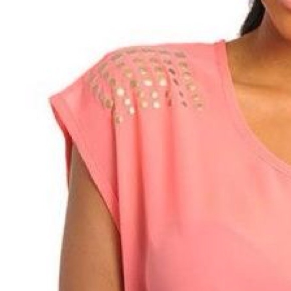 Coral Top with Studs. NWOT. - Picture 3 of 3